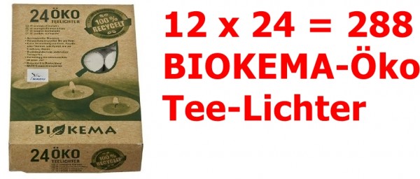 BIOKEMA Öko-Teelichter MIT Hülle 12 x 24 Stück