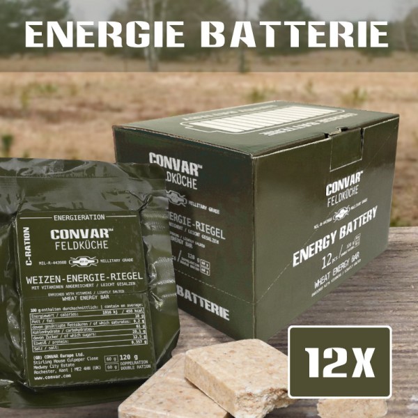 CONVAR Feldküche Weizen-Energie-Riegel salty ... military grade 12 x 120 g = eine Energie Batterie