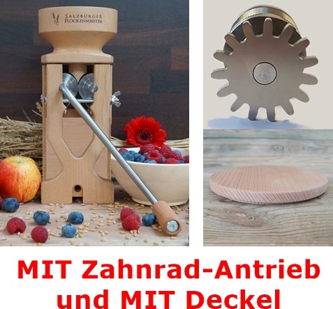 Salzburger Flockenmeister Buche MIT Zahnrad-Antrieb und MIT Deckel