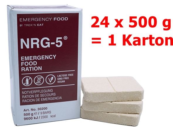 500 g Langzeitnahrung Notration Karton 12 kg NRG-5 Notverpflegung 24 Packungen 